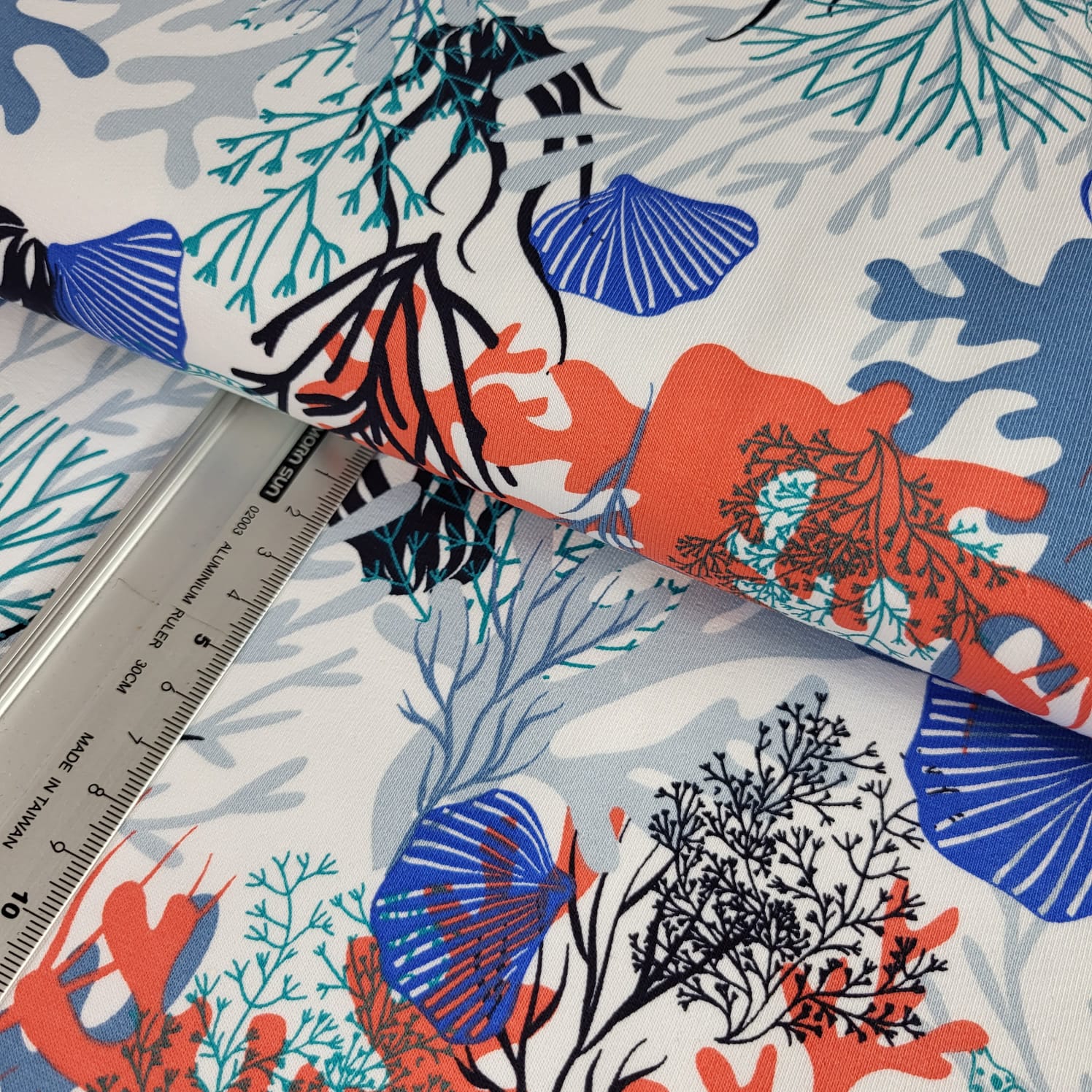 Sommersweat | French Terry | bedruckt | under water world | weiß