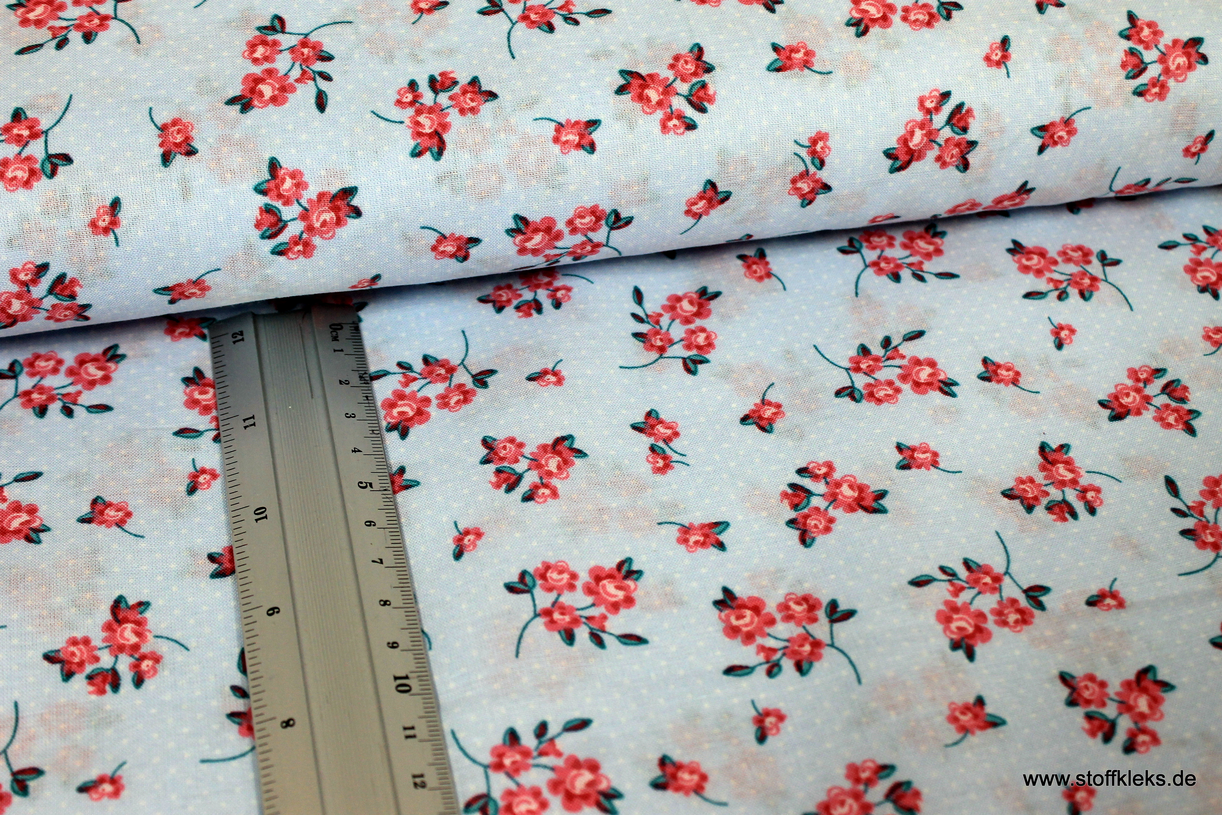 Baumwolle | bedruckt | pünktchen Blumen | blau