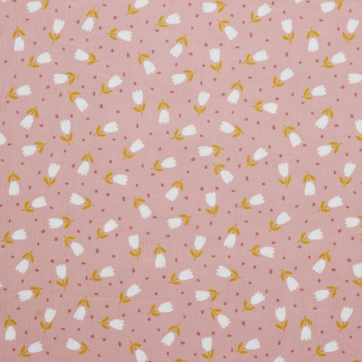 Babycord | bedruckt |  SWEET FLOWER | rosa