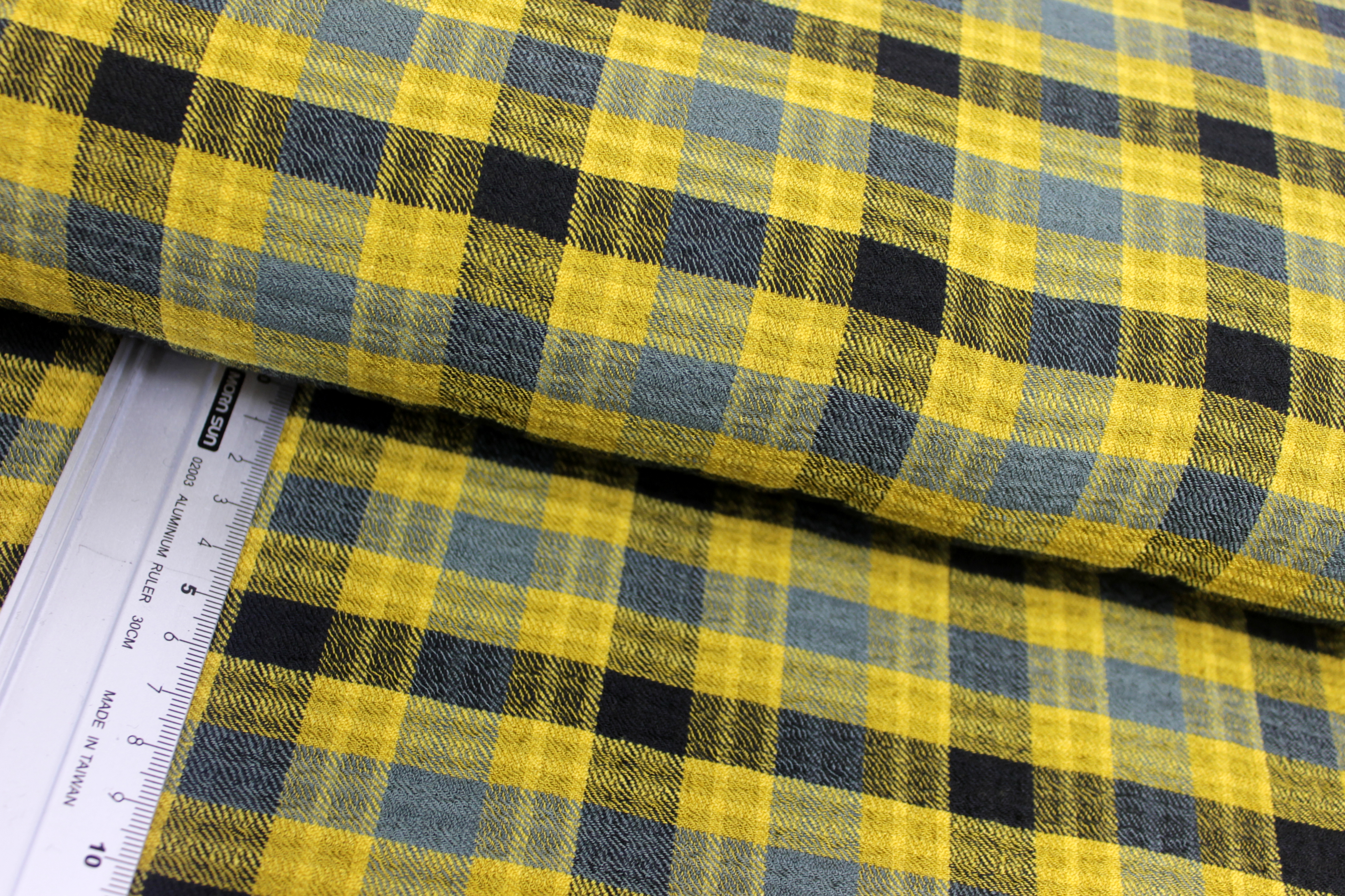 Viskose - Check | senf/petrol/schwarz