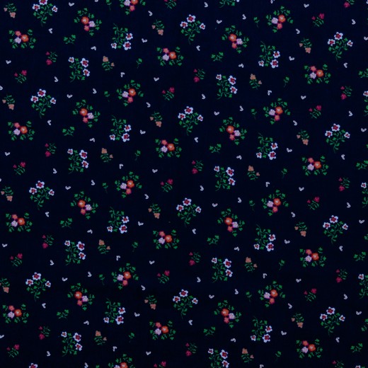 Babycord | bedruckt | Blümlies | dunkelblau