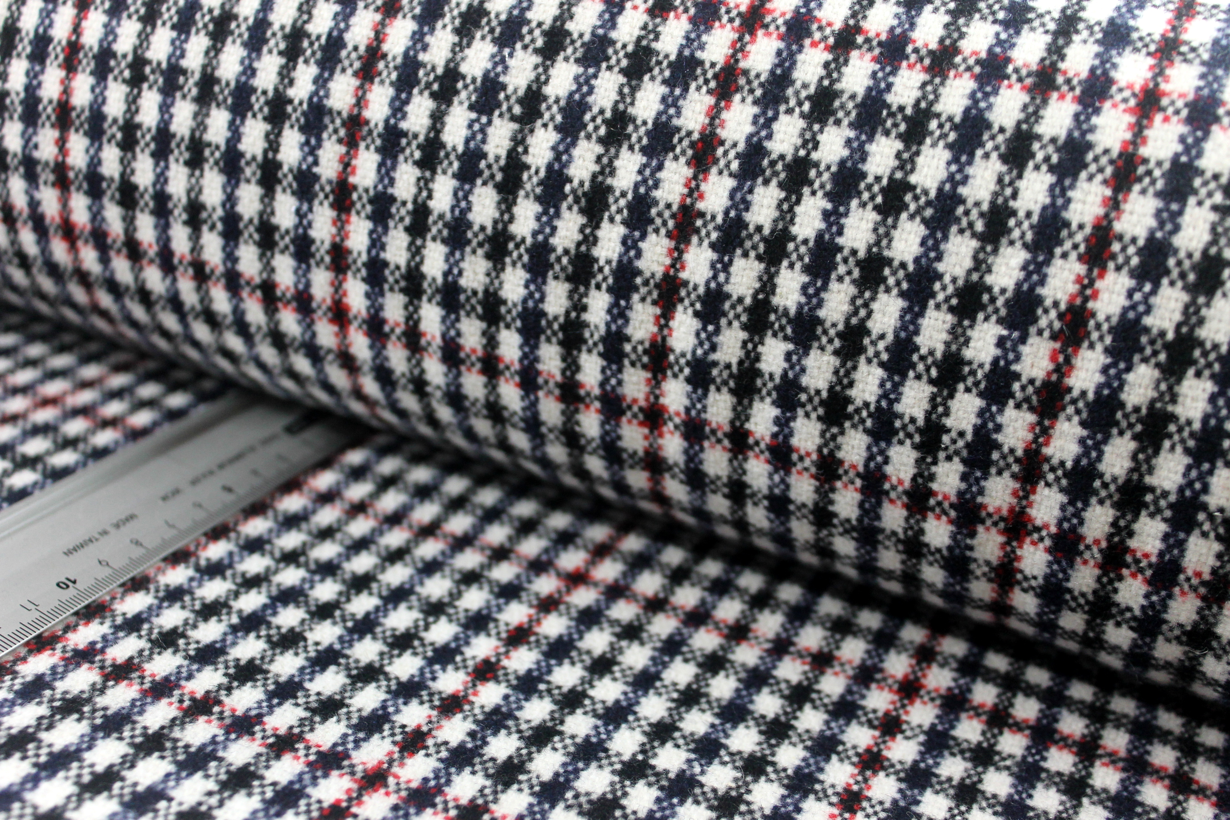 Walkloden | bedruckt | check | creme/schwarz/dunkelblau/rot