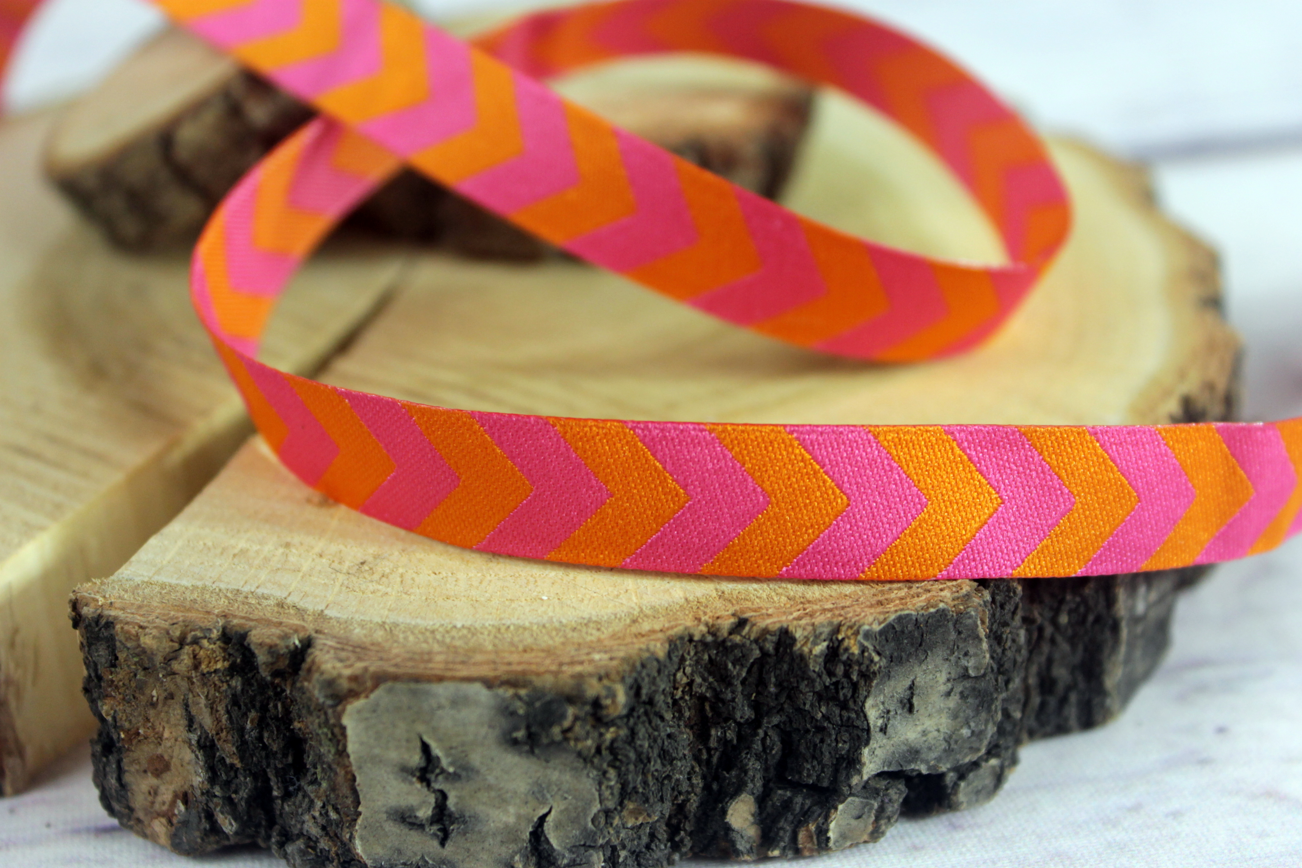 Webband | >> | pink/orange | beidseitig nutzbar