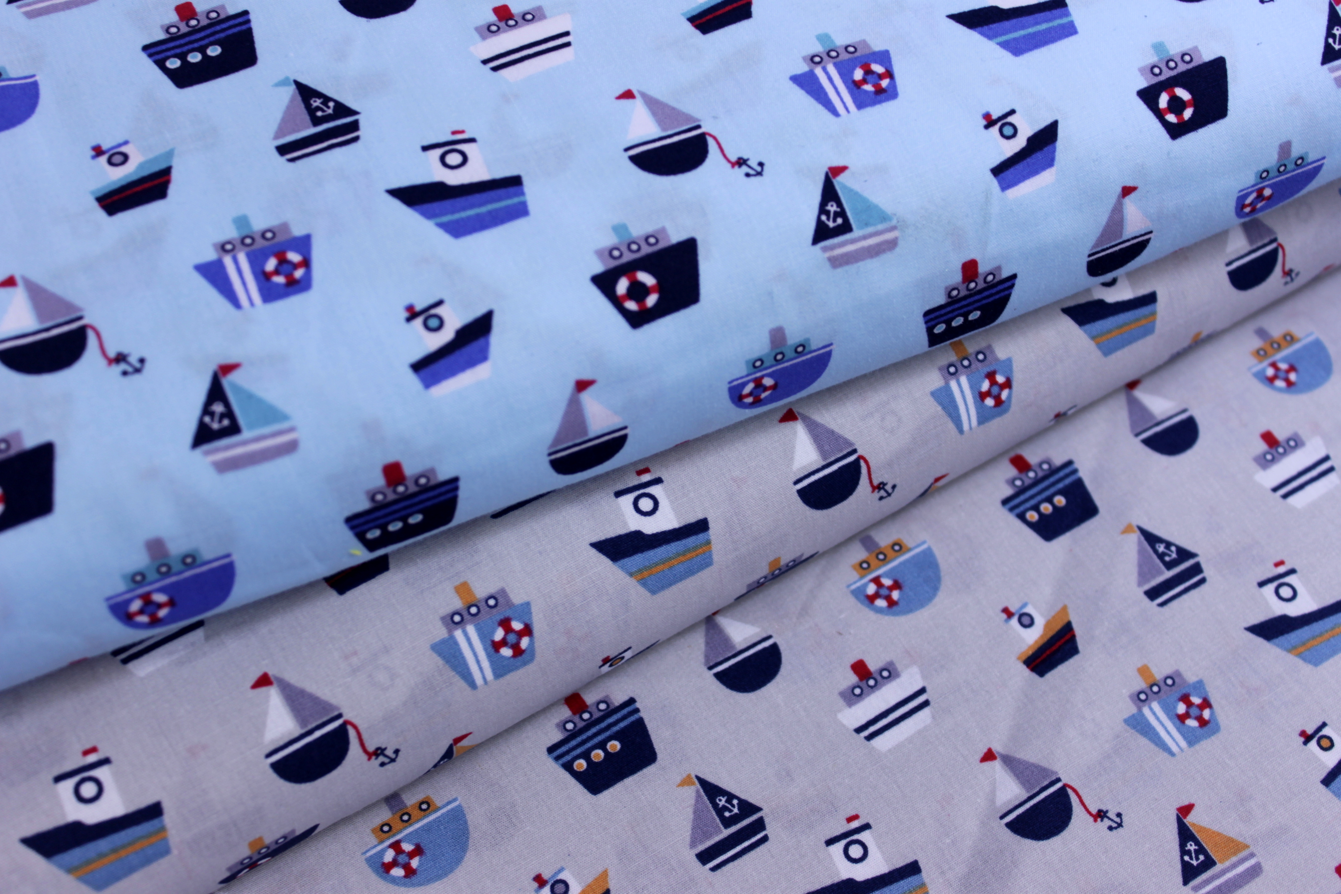 Baumwolle | bedruckt | sail away | grau