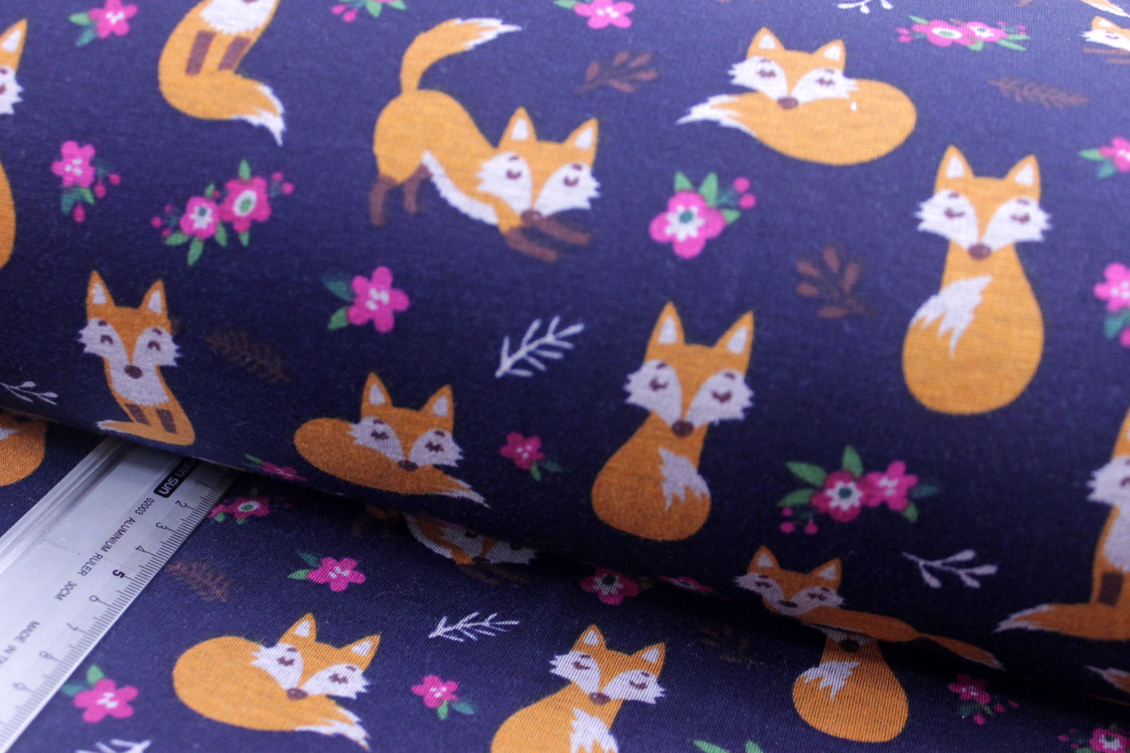 Alpenfleece | bedruckt | sweet FOX | dunkelblau