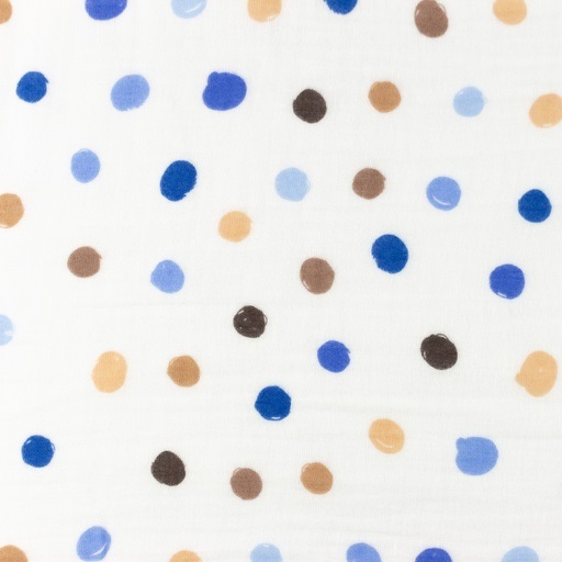Baumwolle | double gauze/Musselin | big dots | altblau/weiß