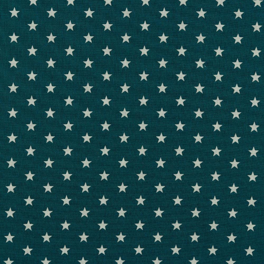 Baumwolle | bedruckt | 10mm Sterne | petrol/weiss
