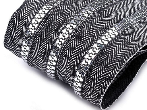 Nylon-Reißverschluss | endlos | 5mm Spirale | ZickZack | silber/schwarz