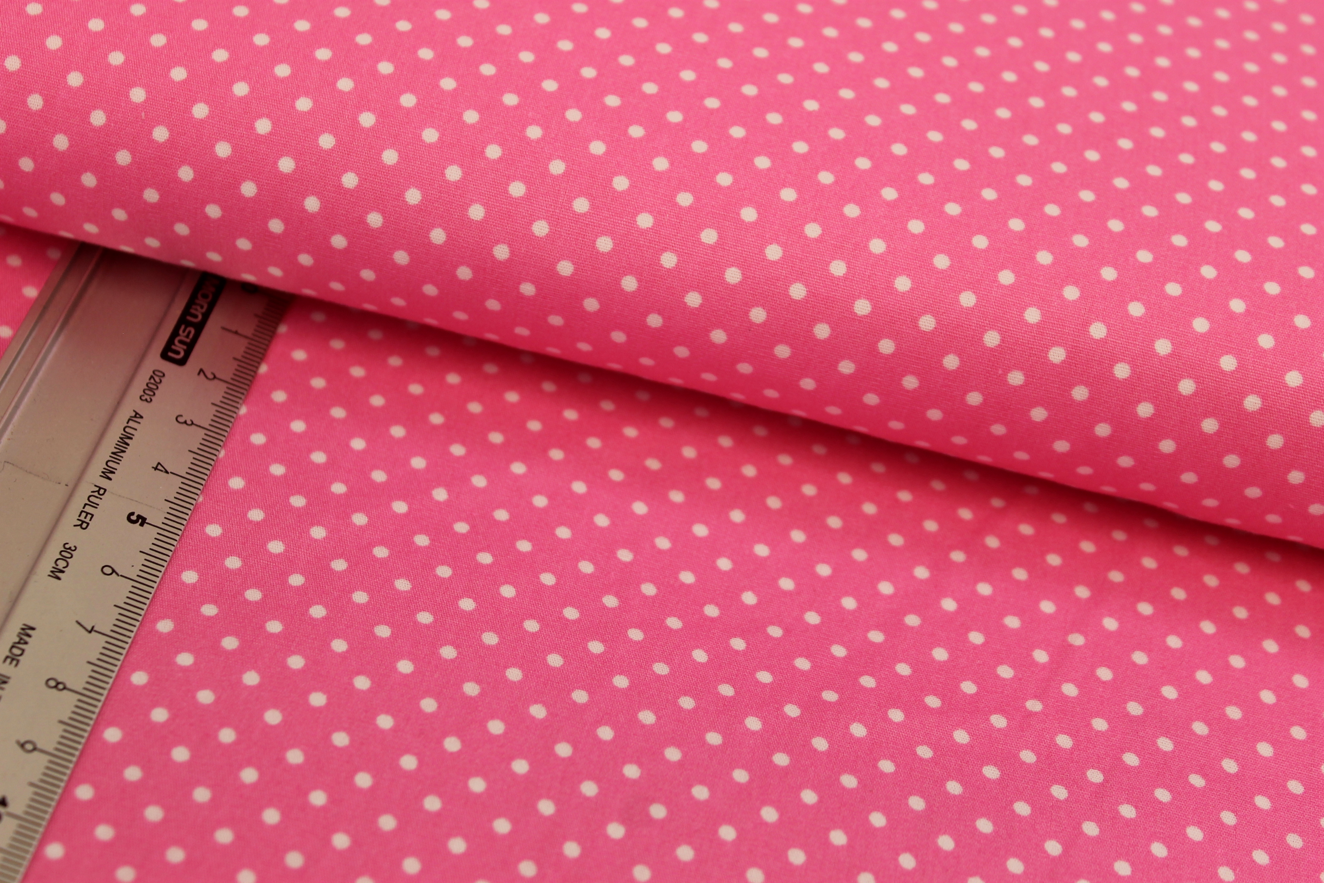 Baumwolle | bedruckt | 2mm Punkte | pink/weiß