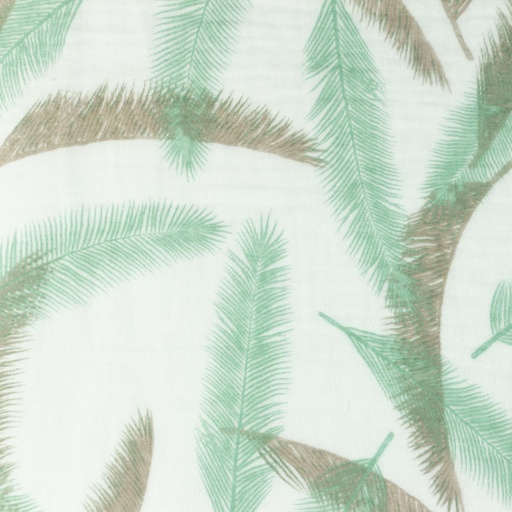 Baumwolle | double gauze/Musselin | Blätter | weiß