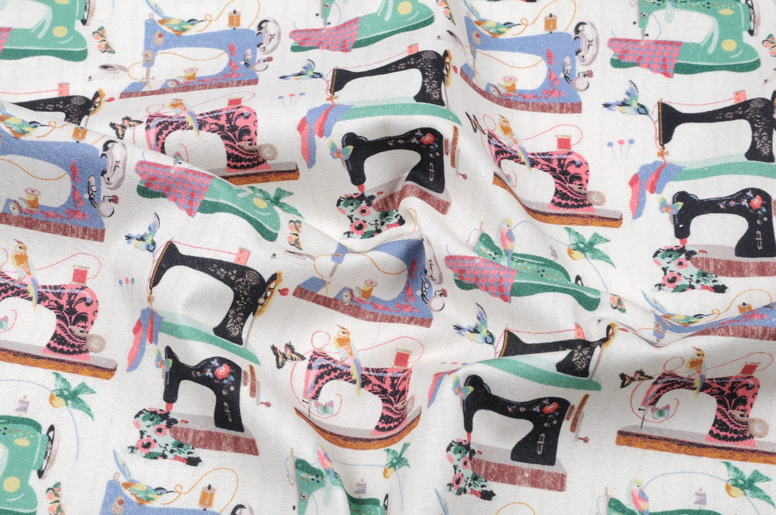 Baumwolle | bedruckt  | Patchwork | antique sewing machine | creme