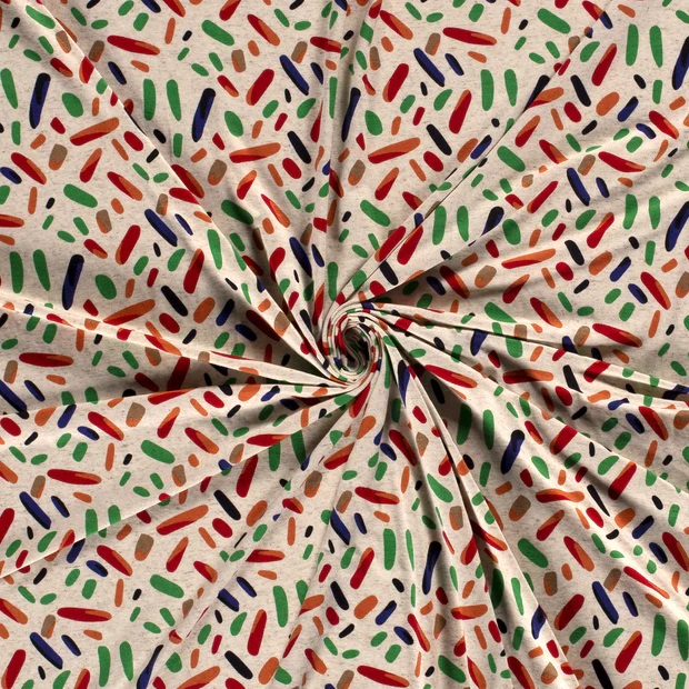 Viskose-Leinen-Jersey | bedruckt | brush strokes | natur