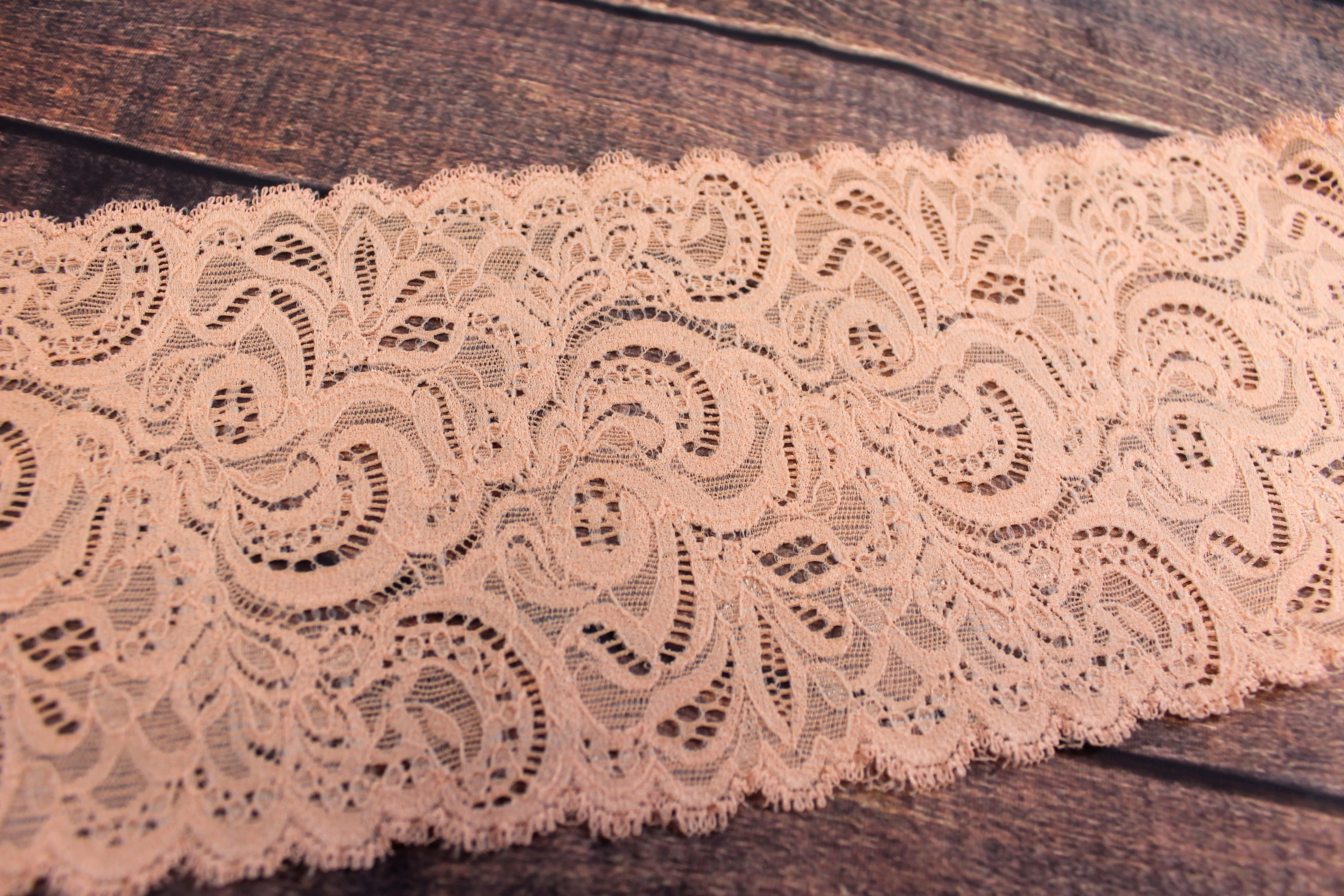 französische  Spitze | elastisch | ROMANTICA | lachs | 13cm