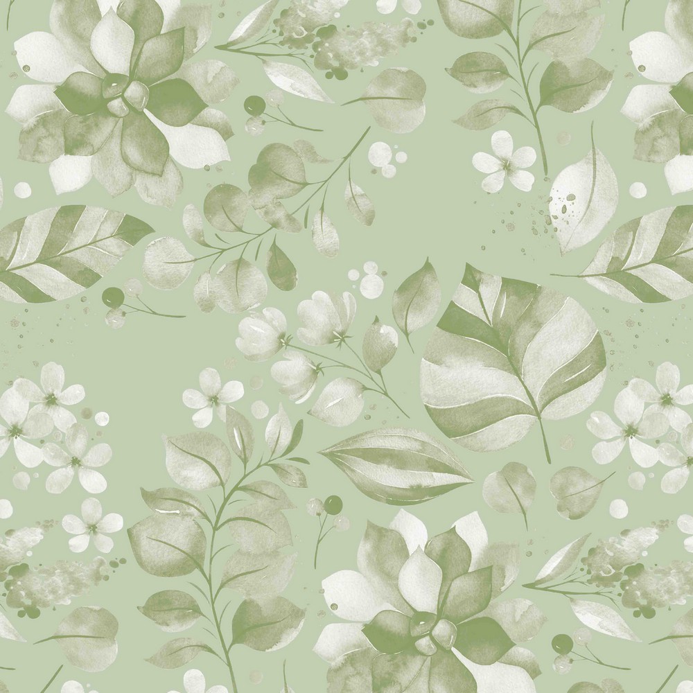 Jersey | bedruckt | FLOWERS | vintage grün