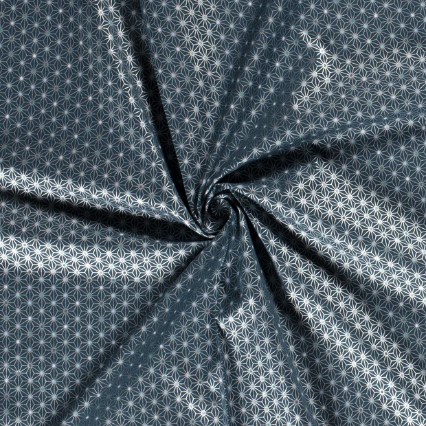 Baumwolle | bedruckt / foliert | Sterne | petrol