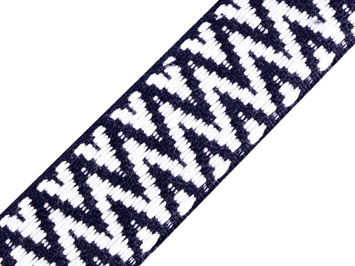 Gurtband | 38mm | beidseitig | ZickZack | dunkelblau/weiß