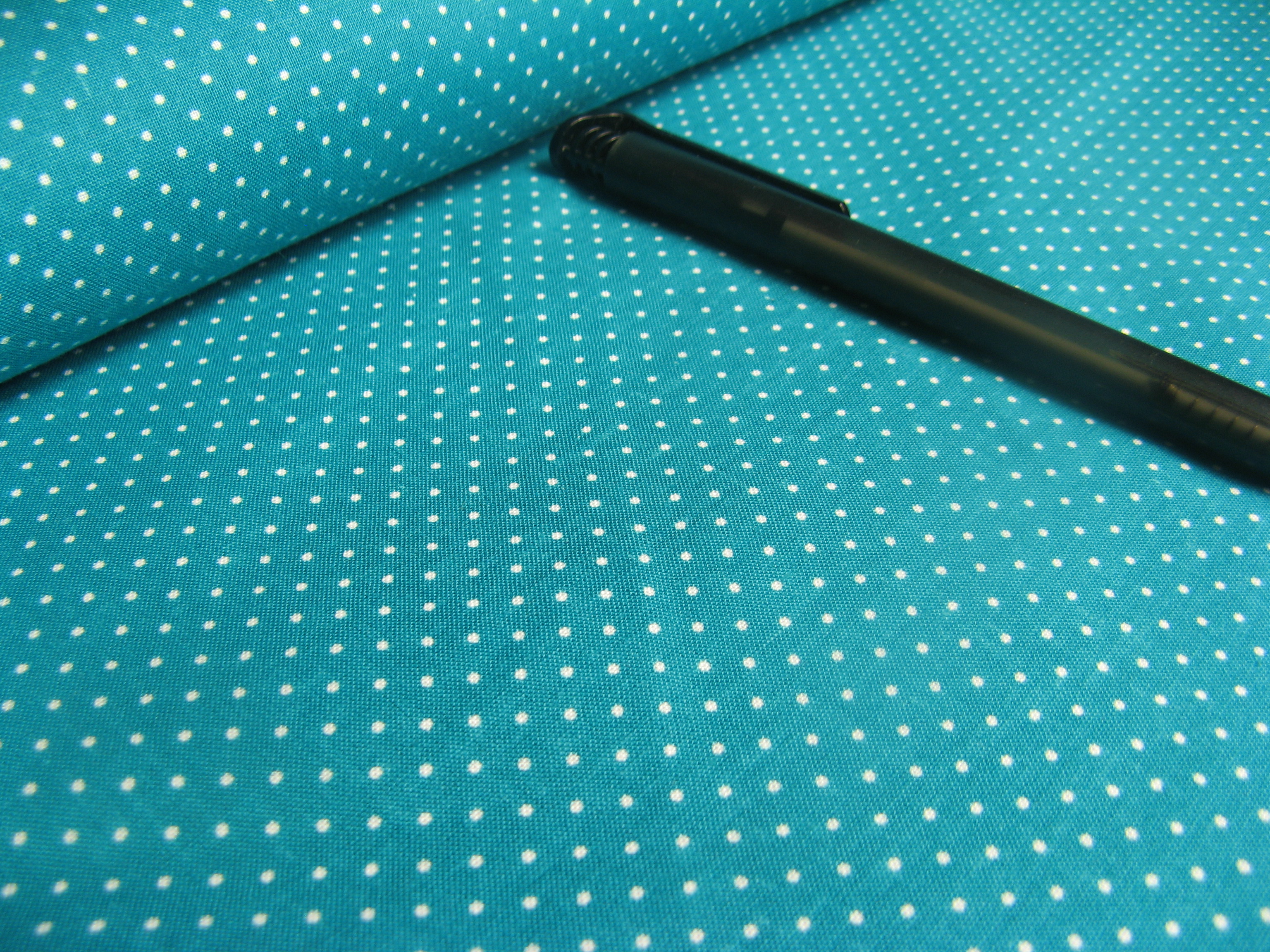 Baumwolle | bedruckt | 1mm Punkte | petrol/weiss