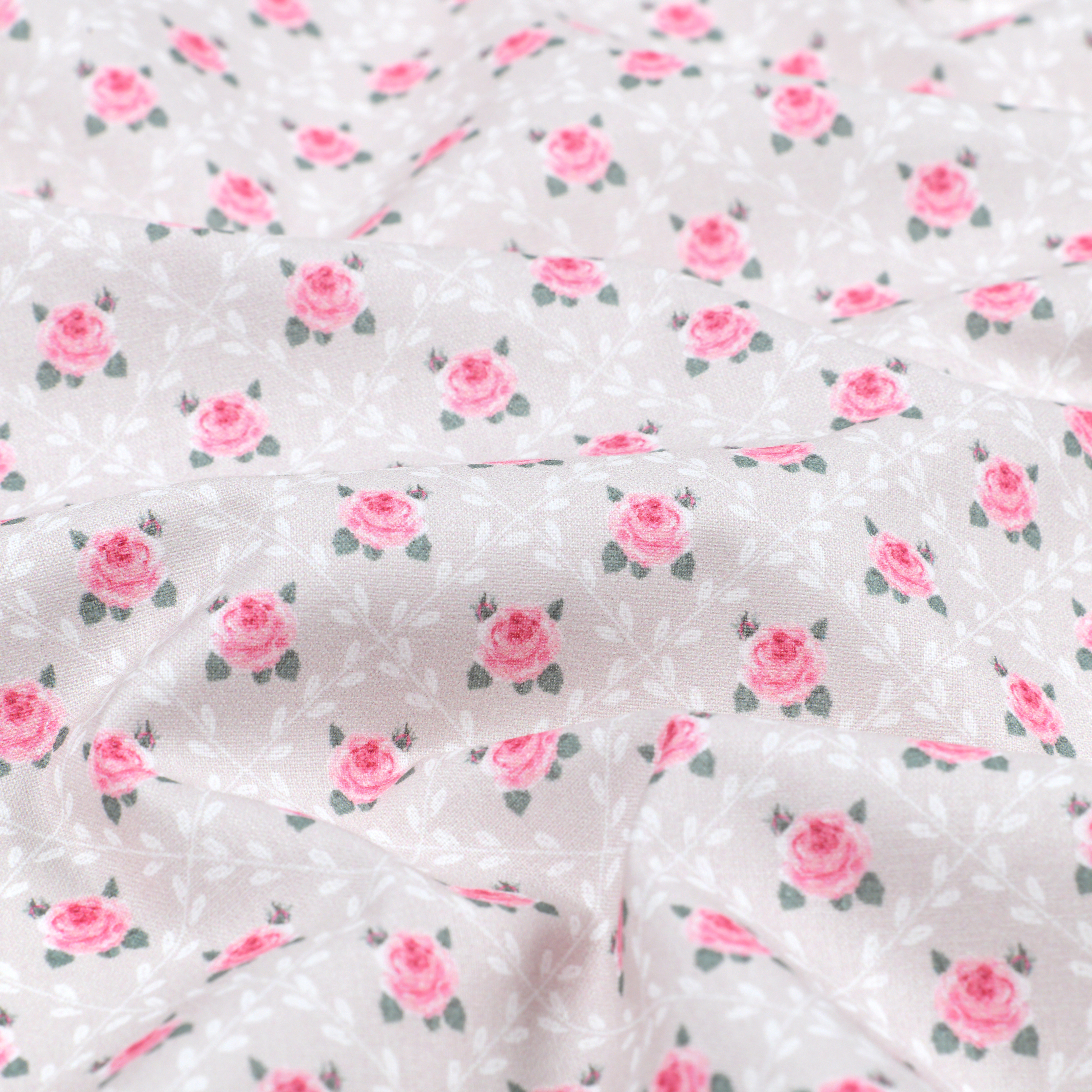 Baumwolle | bedruckt  | Patchwork | mini Rosen | beige