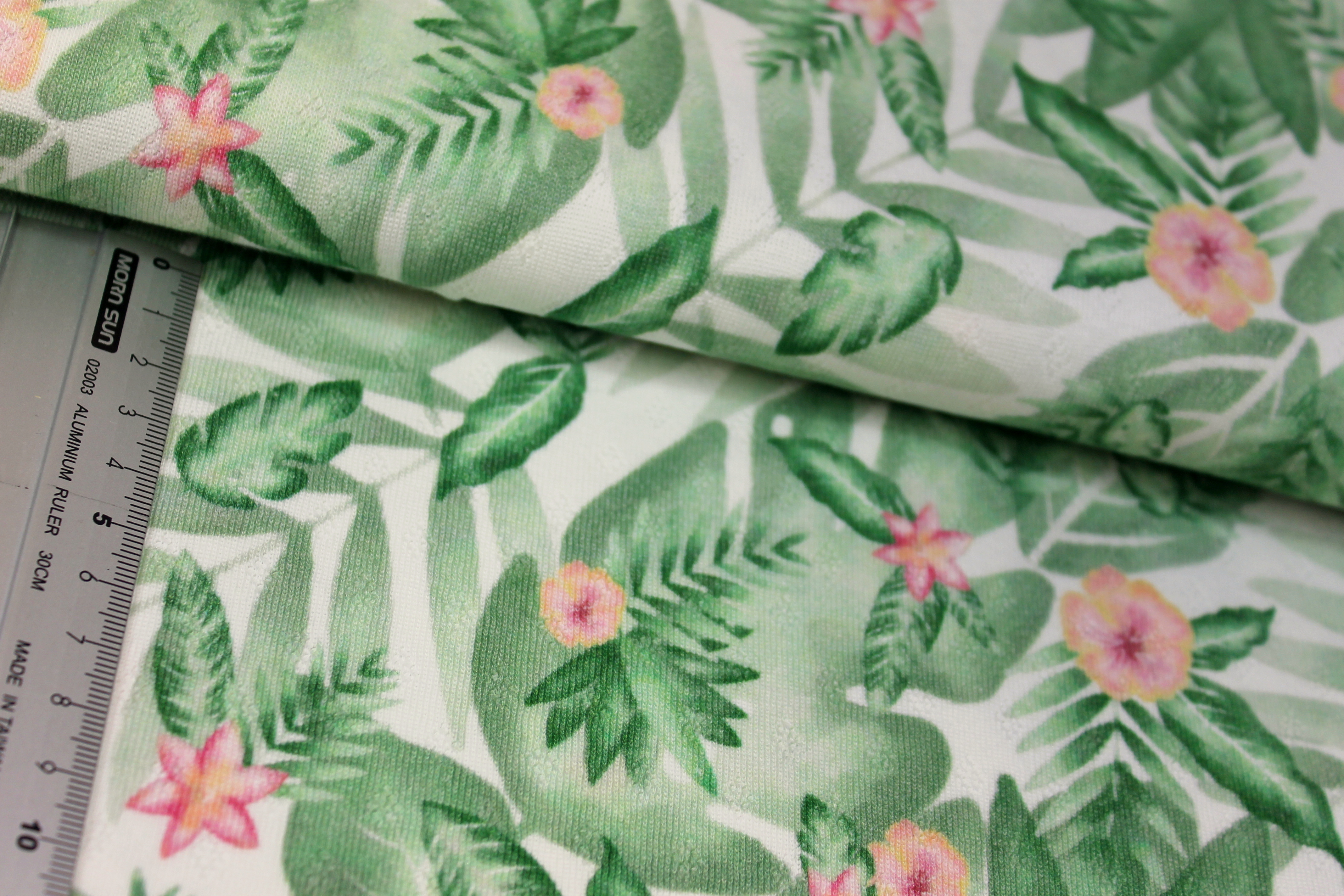 Ajour | Baumwolle | Sommerstrick | jungle flowers | grün/creme