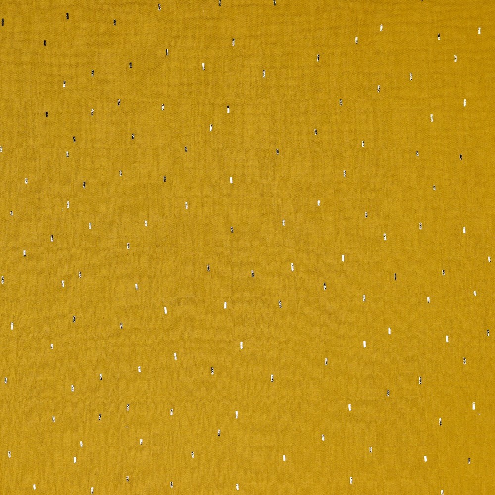 Baumwolle | double gauze/Musselin | FOIL STRIPES | senf/gold